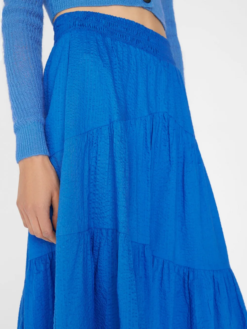 Frame - Gathered Seam Skirt in Cornflower Blue