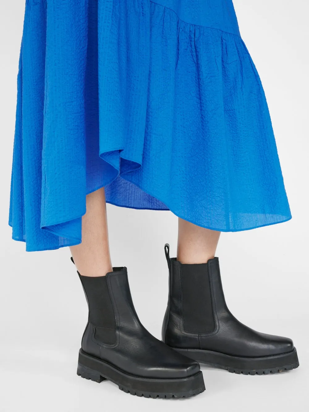 Frame - Gathered Seam Skirt in Cornflower Blue