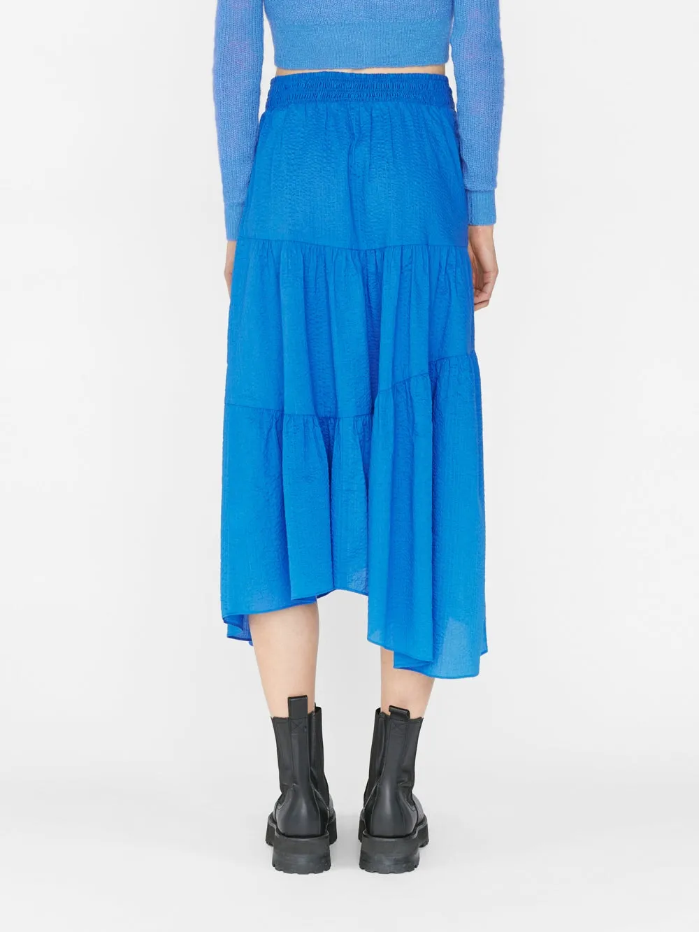 Frame - Gathered Seam Skirt in Cornflower Blue