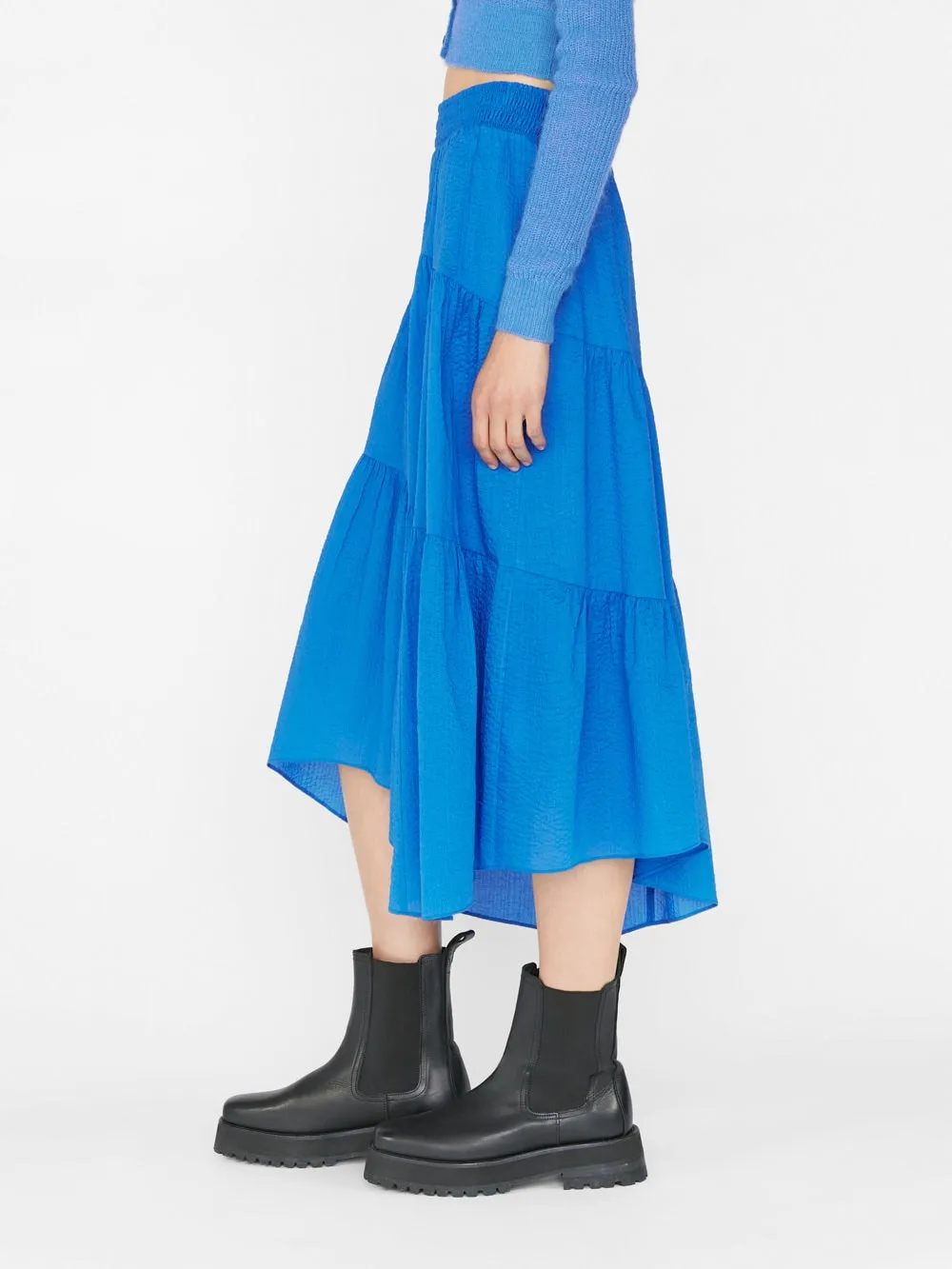 Frame - Gathered Seam Skirt in Cornflower Blue