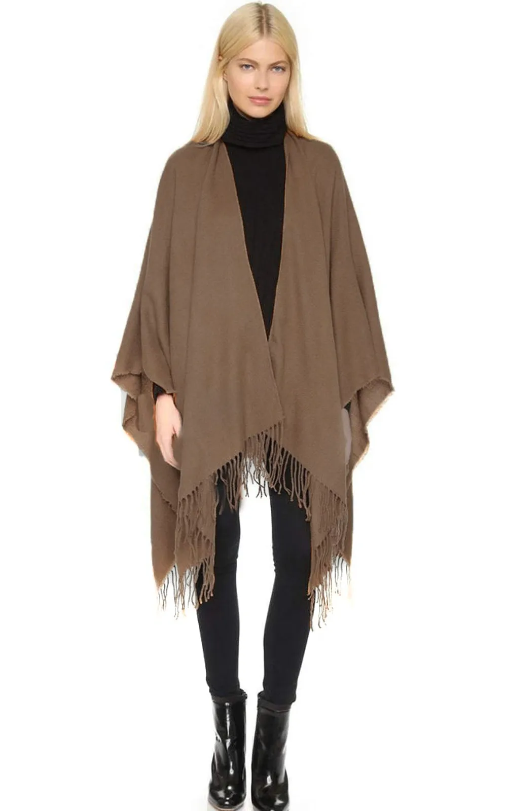 Fringe Blanket Cape Wrap Shawl