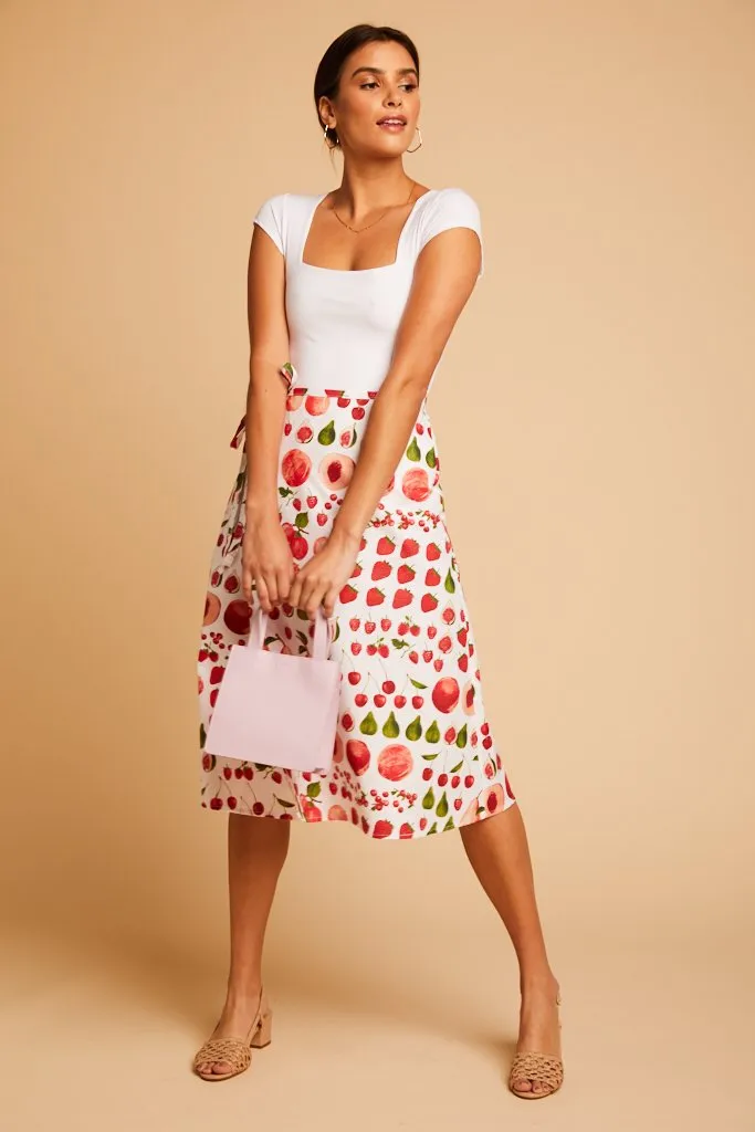 Fruit Print Capri Wrap Skirt