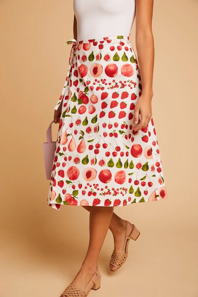 Fruit Print Capri Wrap Skirt