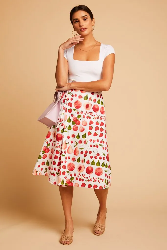 Fruit Print Capri Wrap Skirt