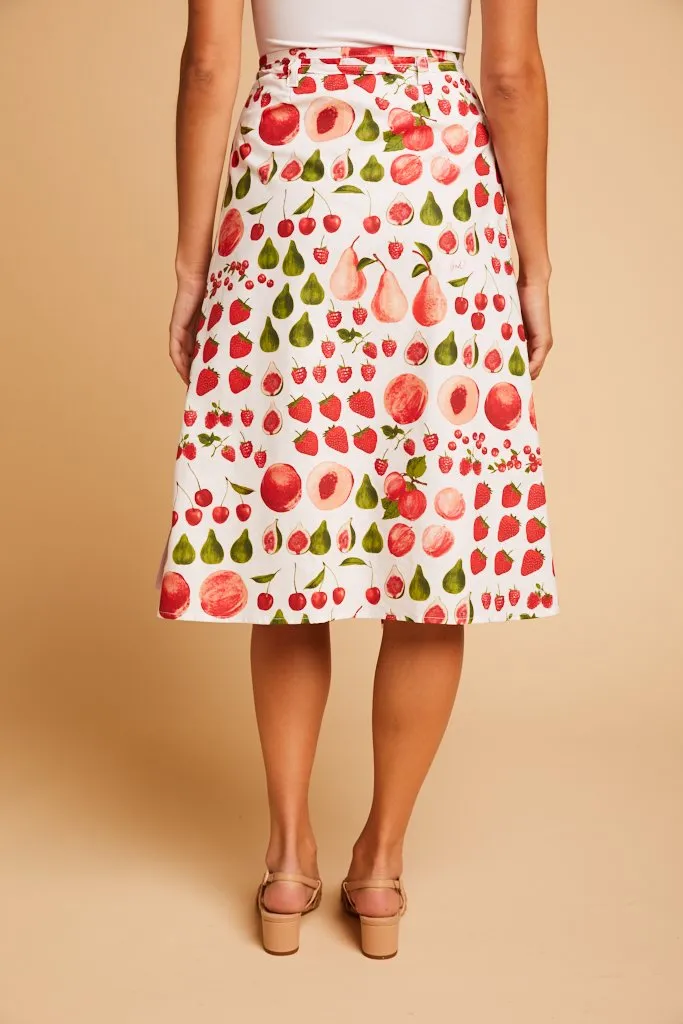 Fruit Print Capri Wrap Skirt