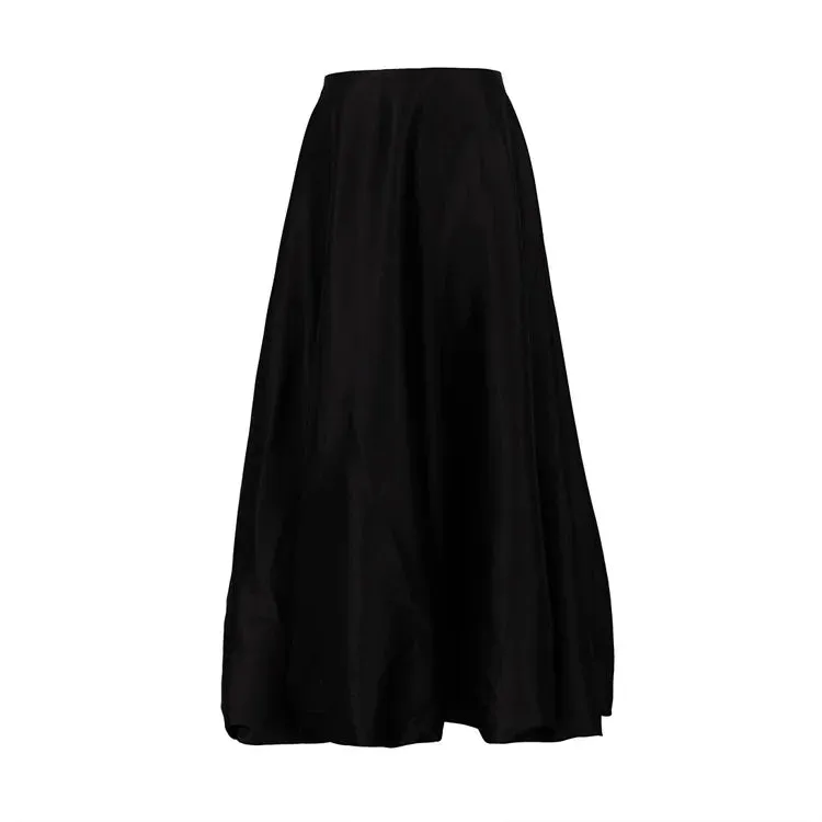 Girlary Fashionable Wax Dyed Balloon Skirt Spring and Summer Women's Simple Solid Color Casual Versatile High Waist Pleated Fluffy Skirt