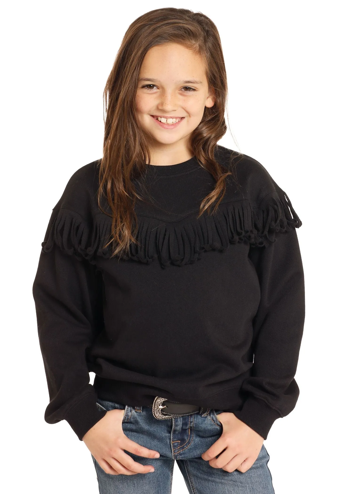 Girl's Rock & Roll Black Fringe Pullover Sweater