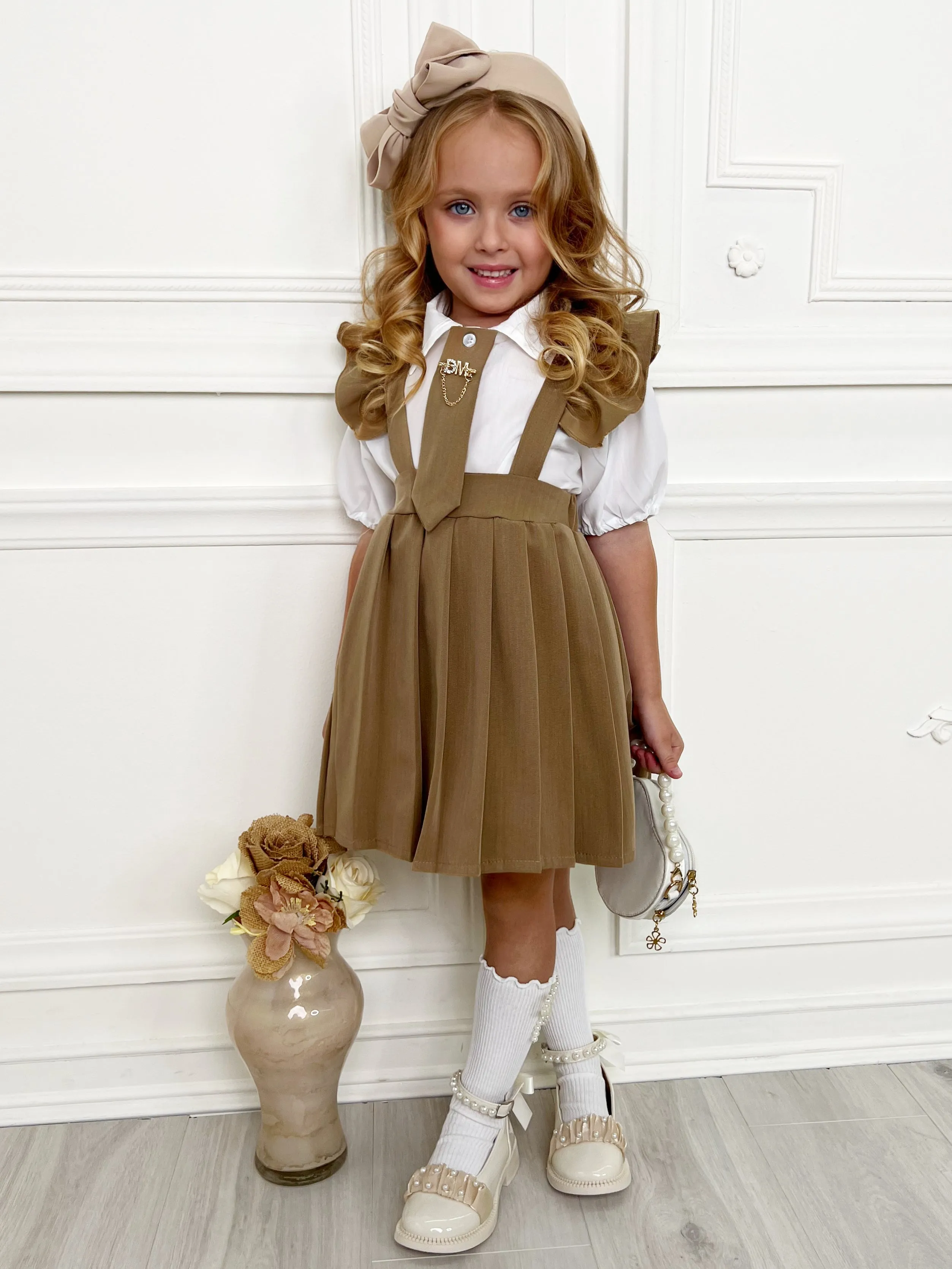 Girls Ruffled Sleeve Shirt and Cotton Dress