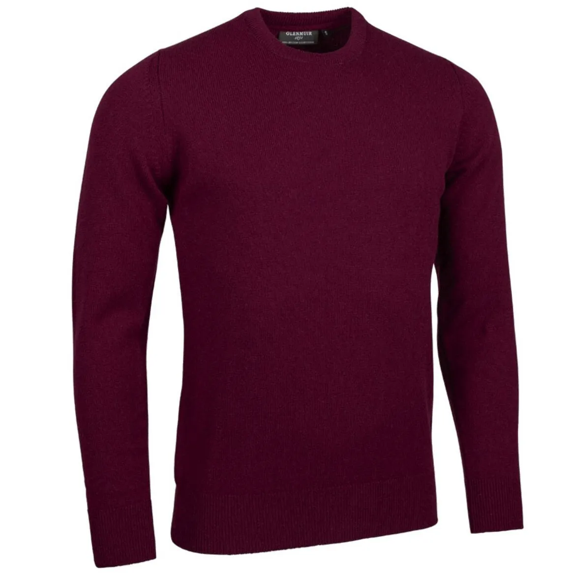 GLENMUIR Morar Crew Neck Lambswool Sweater - Mens - Bordeaux