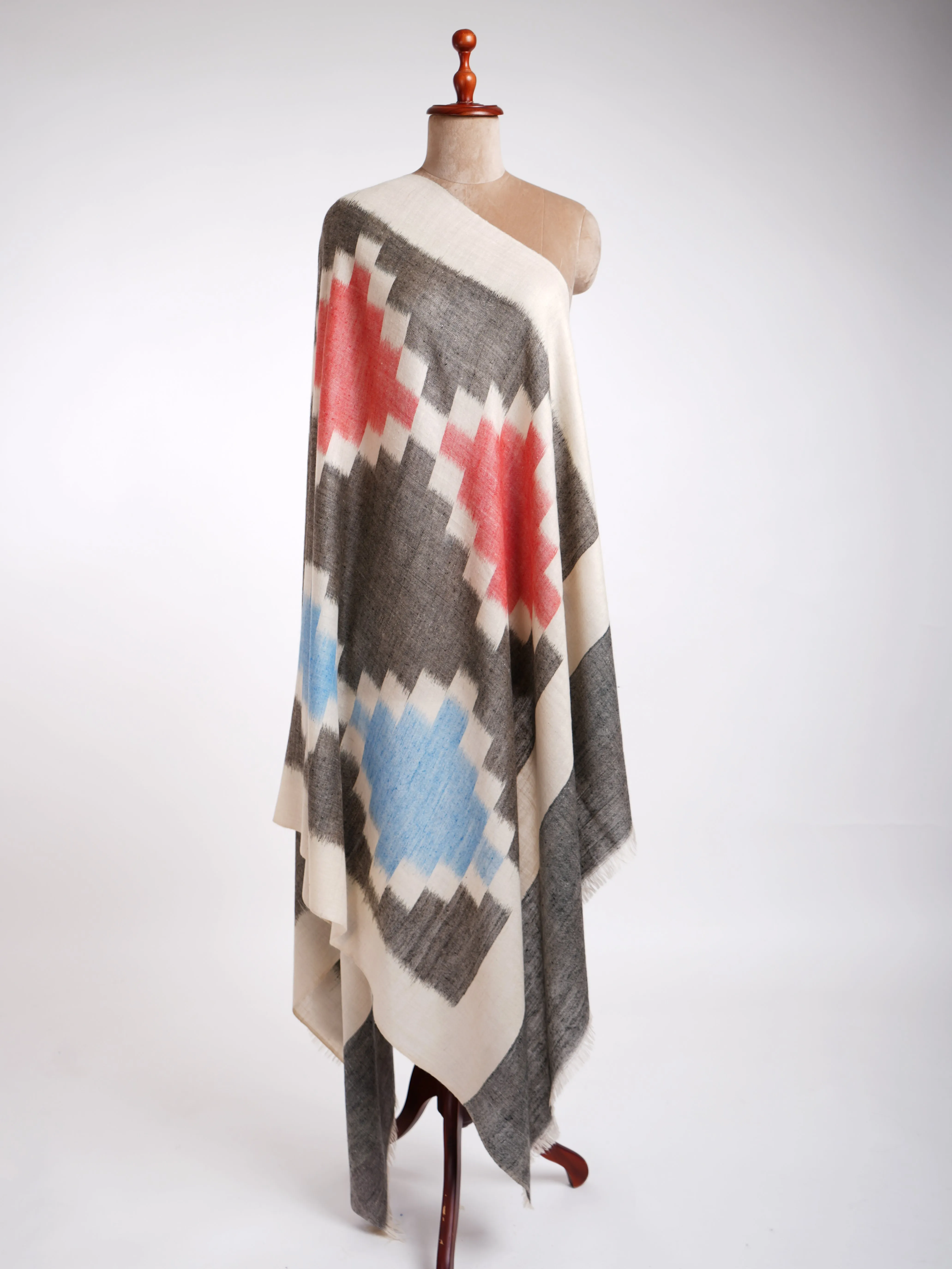 Handmade Ikat Contemporary Pashmina Shawl