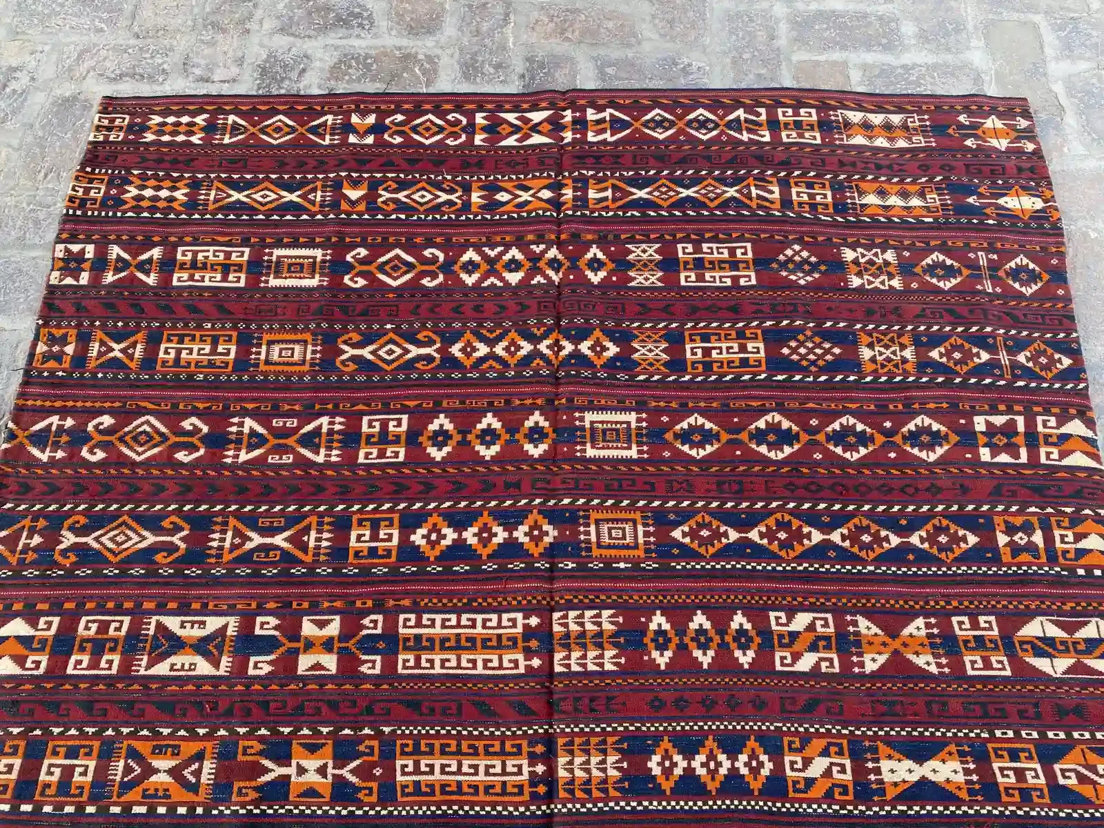 Handwoven Gajari Shawl Kilim - 5.10 x 9.10