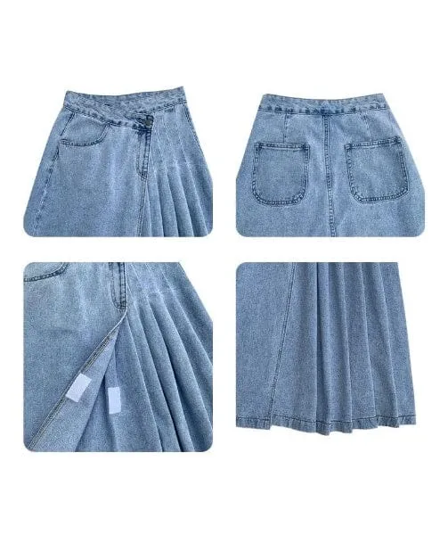 Hania Korean Style Asymmetrical Jeans Skirt