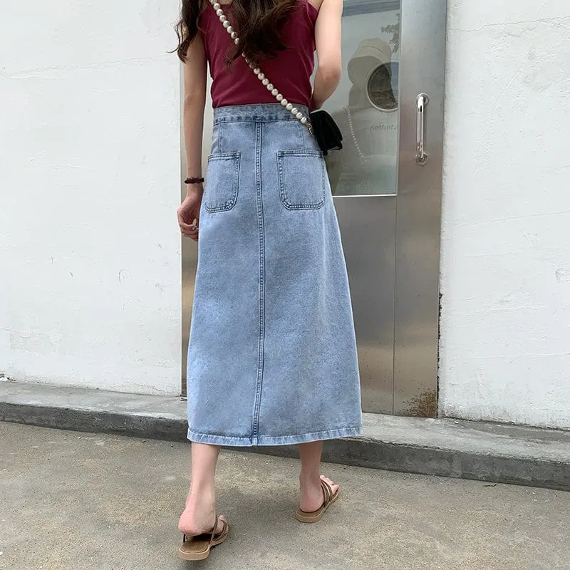 Hania Korean Style Asymmetrical Jeans Skirt