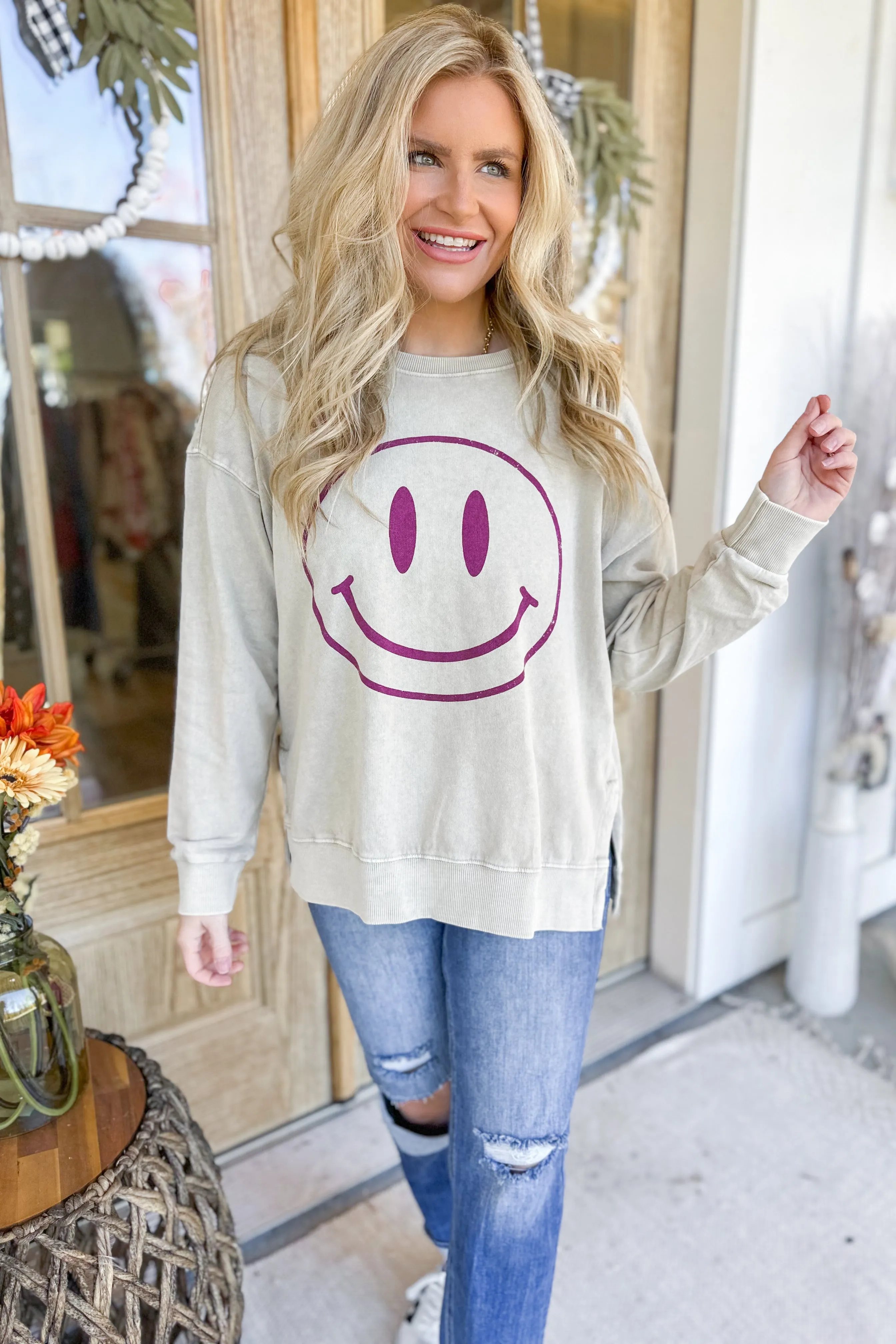 Happy Times Mineral Washed Knit Pullover