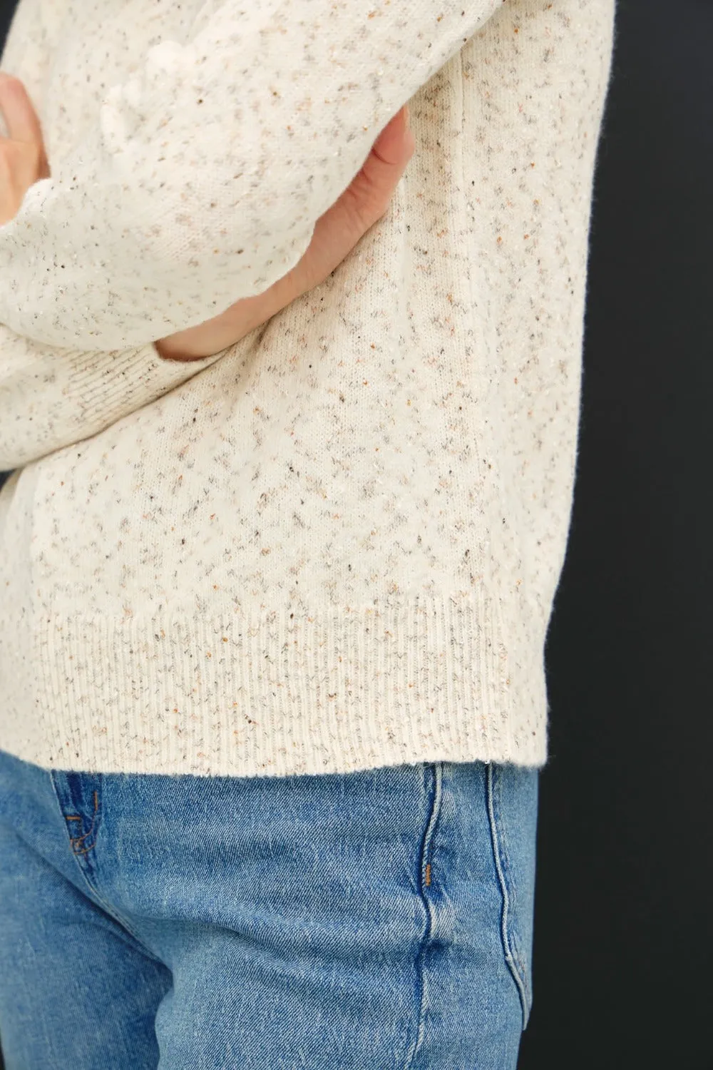 Heathered Round Neck Long Sleeve Sweater