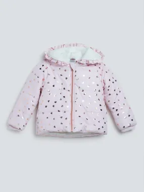 HOP Kids Light Pink Printed Puffer Jacket