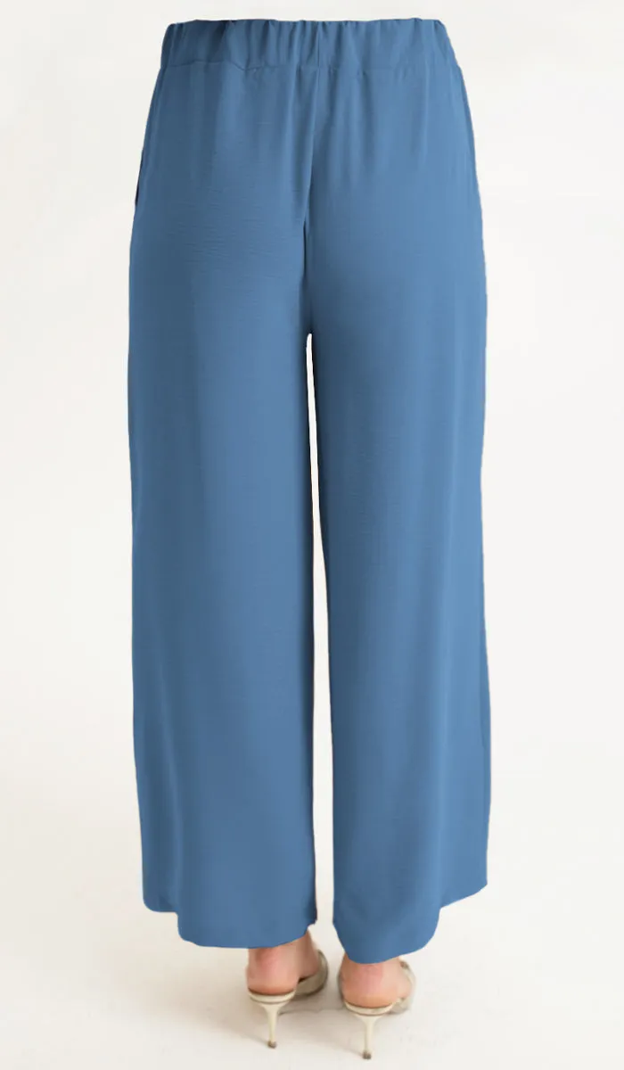 Ilham Loose Flowy Stretch Palazzo Pants - Azure