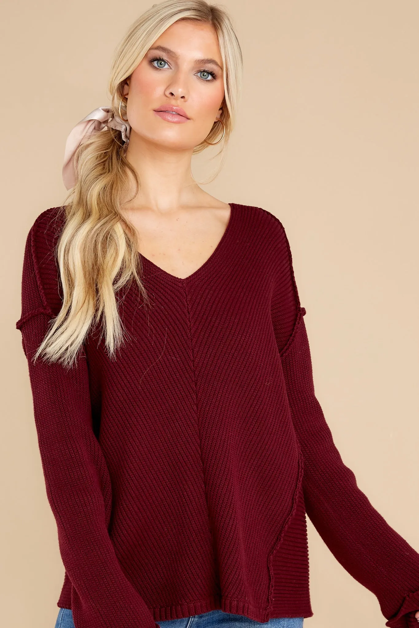 In The Lines Burgundy Sweater