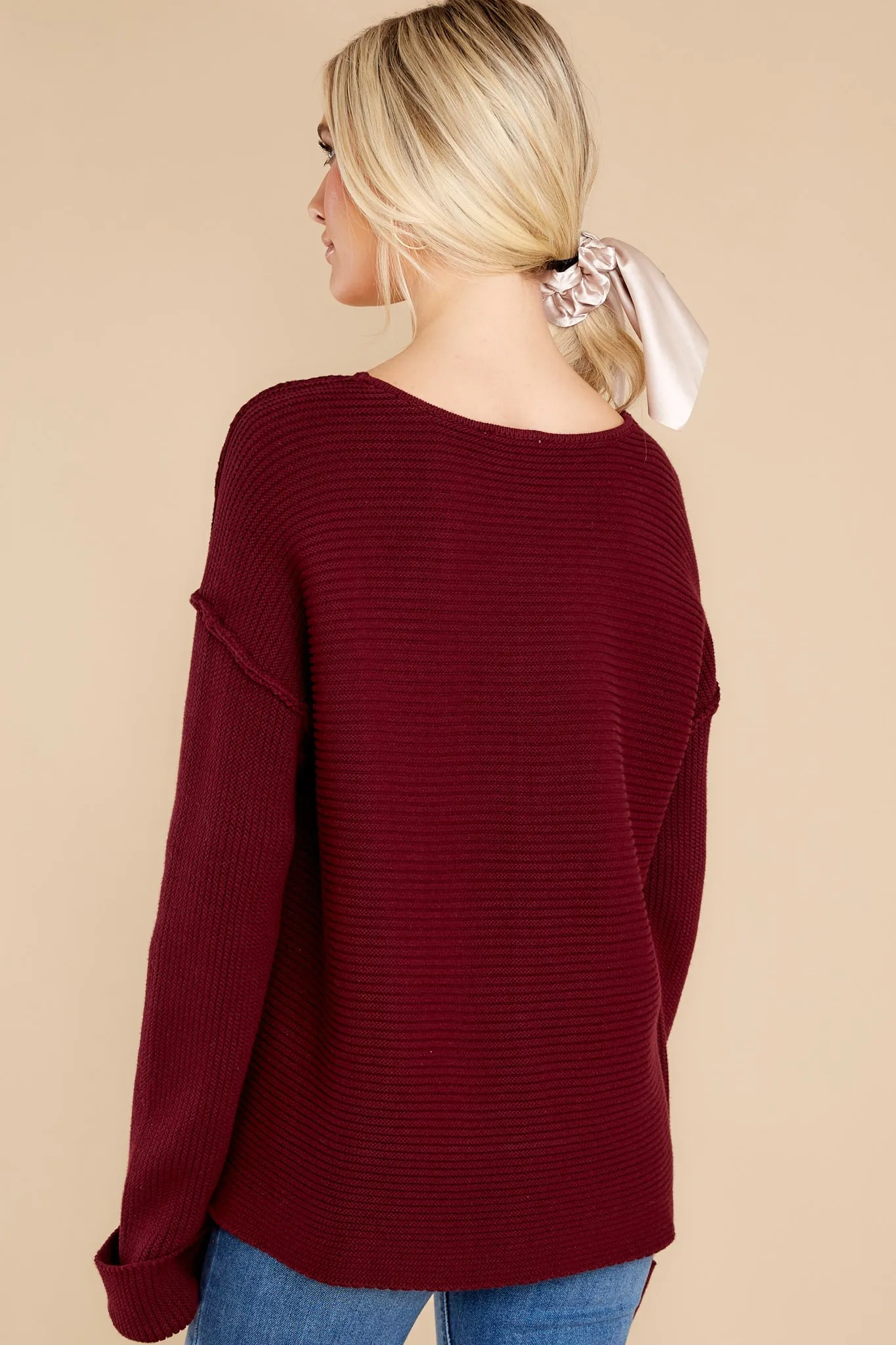 In The Lines Burgundy Sweater