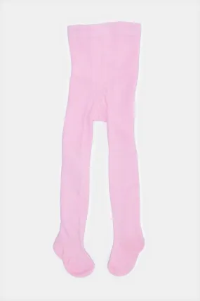 Infant Girls Pink Jacquard Full Length Tights