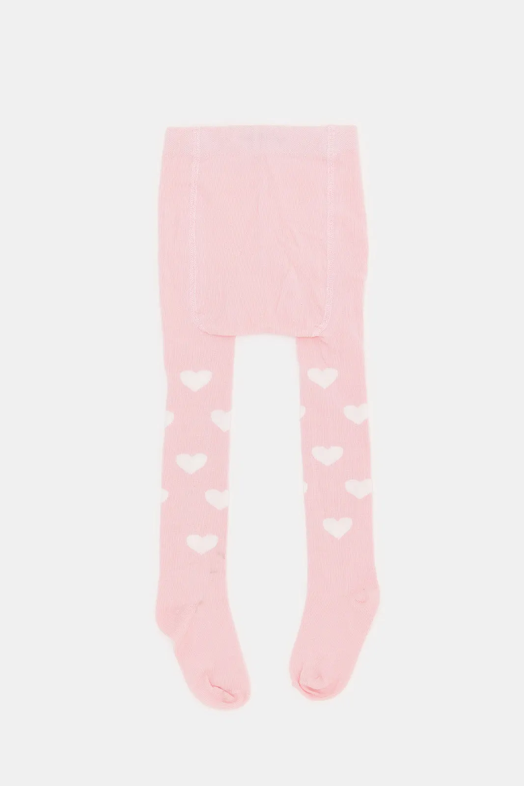 Infant Girls Pink Tight Withs White Heart Print