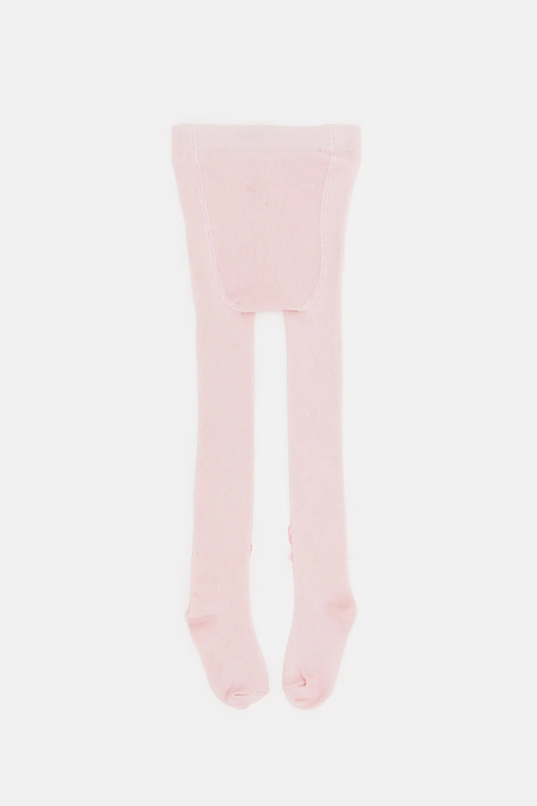 Infant Girls Pink Tights With Bow Details