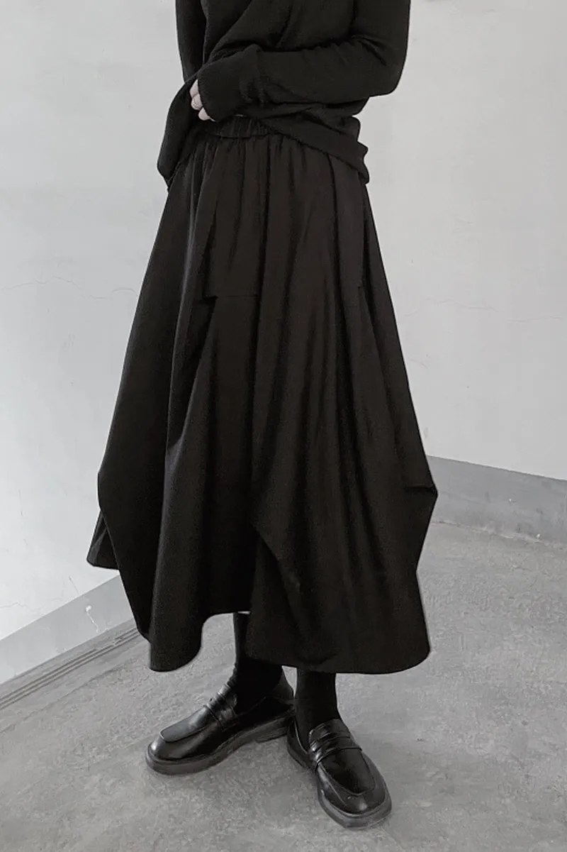 Irregular Little Black Pinch Pleated Autumn Skirts