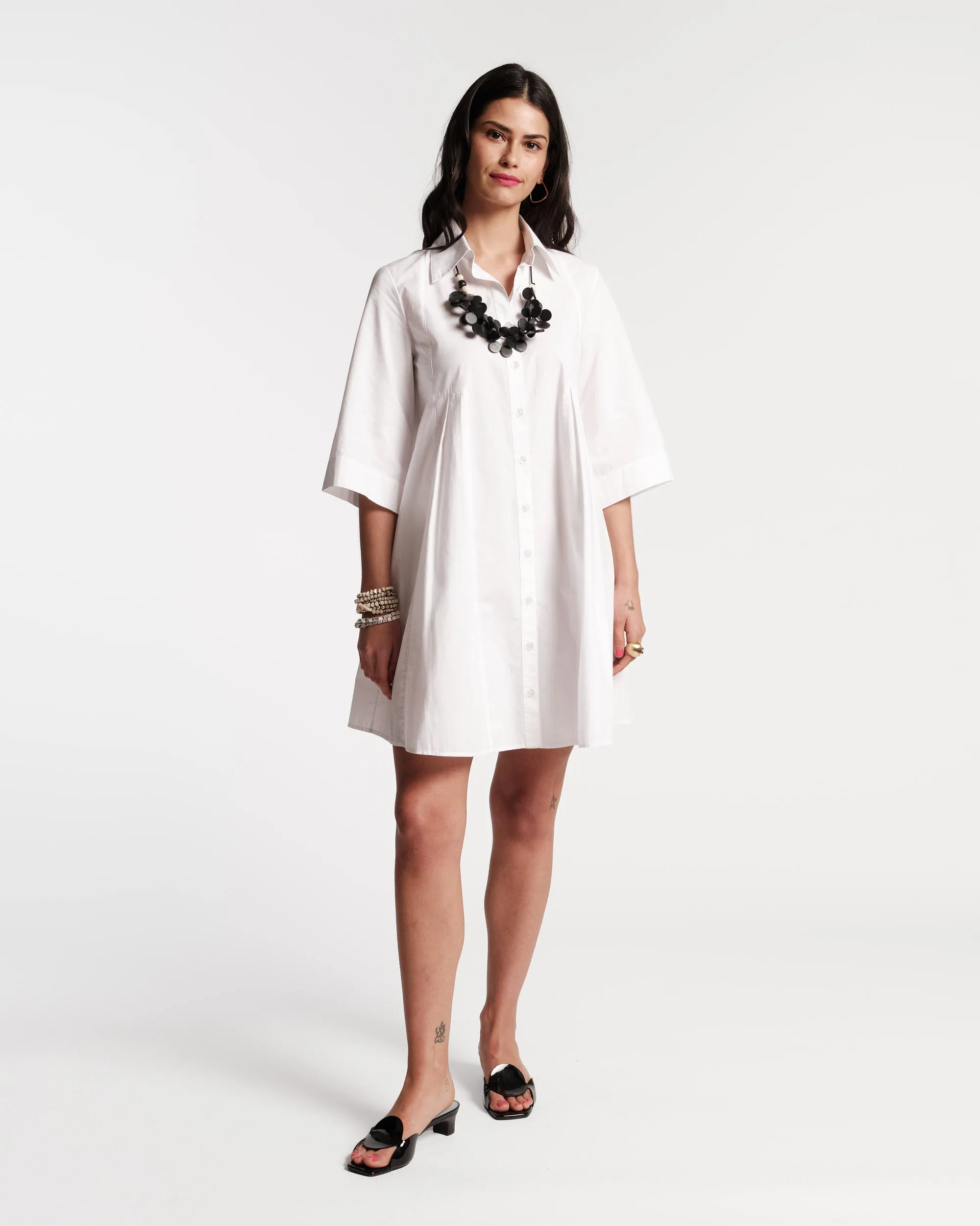 Isla Pleated Mini Shirtdress