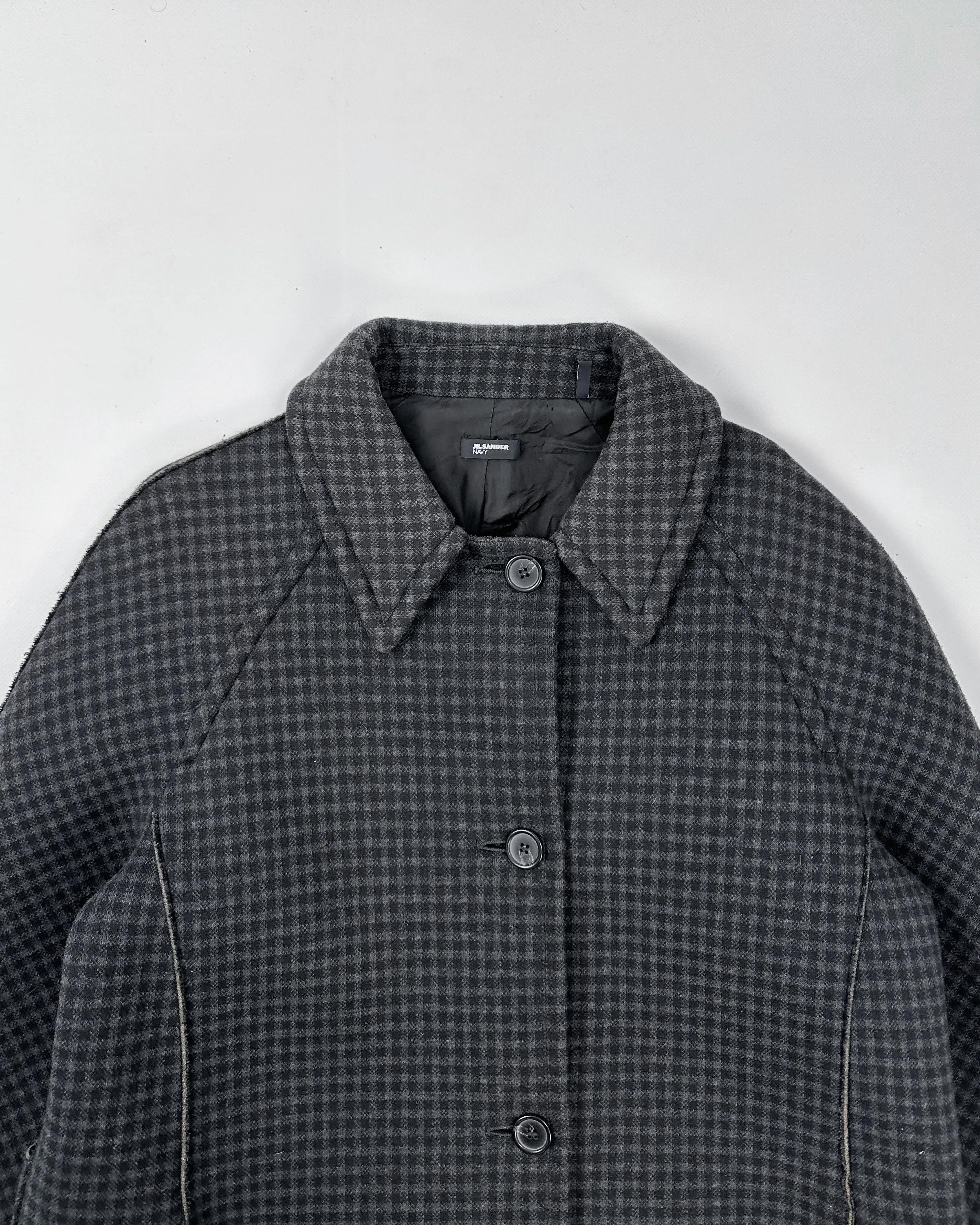 Jil Sander Checkered Dark Grey Long Coat 2000's