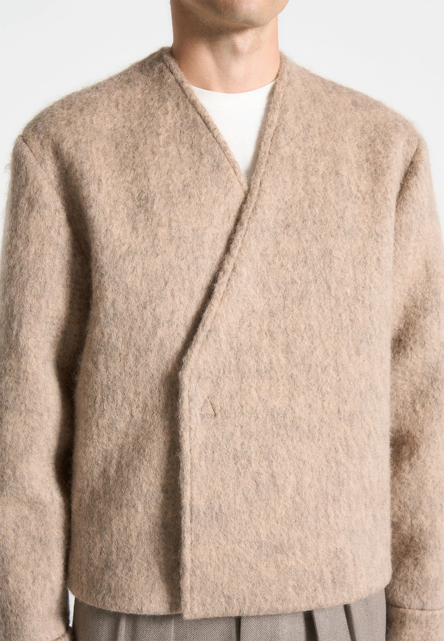 Kimono Wool-Blend Whisp Jacket - Taupe