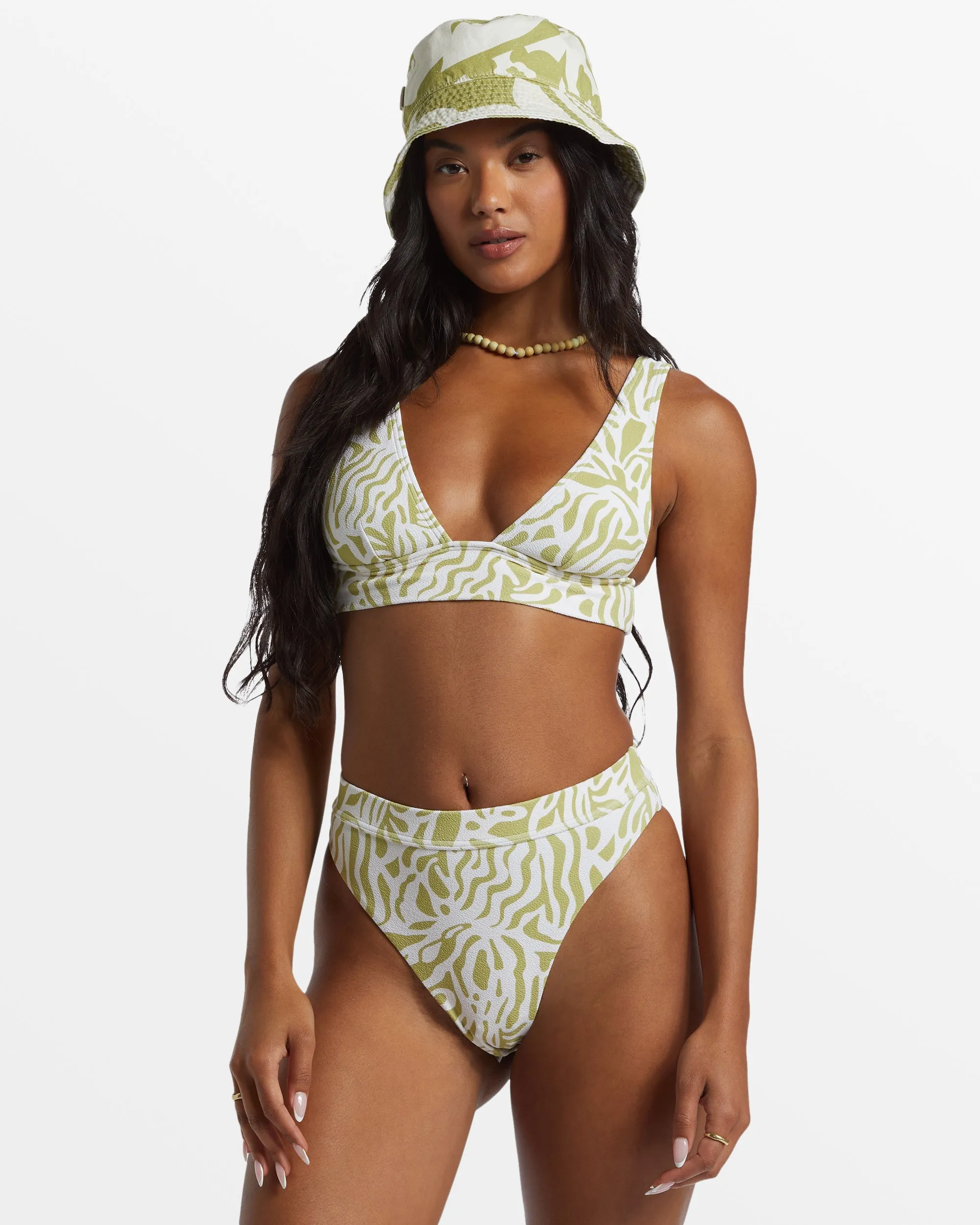 La Cala Remi Plunge Bikini Top - Moss Joy