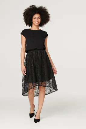 Lace High Low Midi Skirt