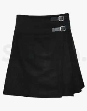 Ladies' Plain Black Short Tartan Kilt