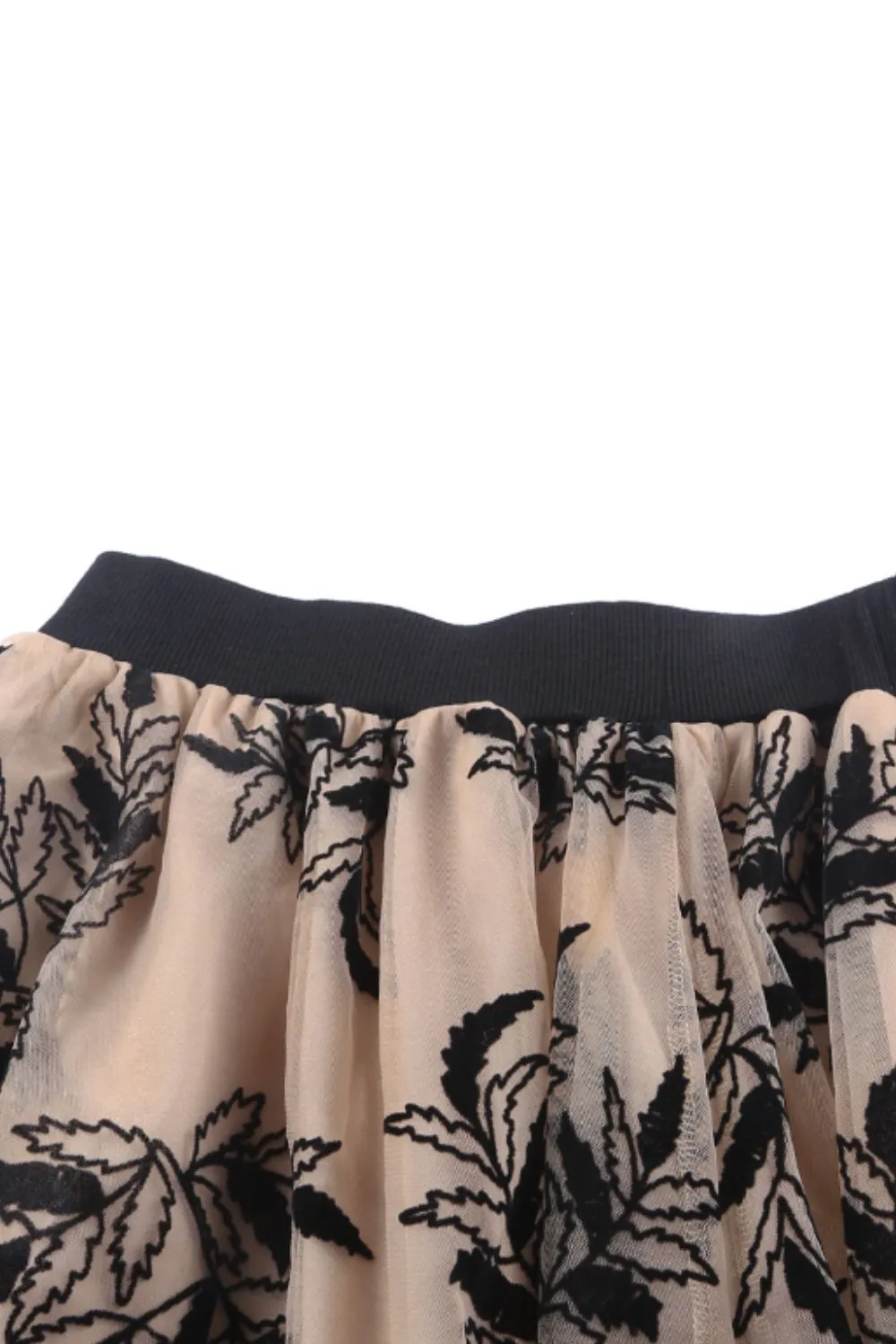 Leaf Elastic Waist Skirt