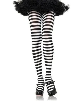 Leg Avenue Striped Tights - Plus Size - Black/White