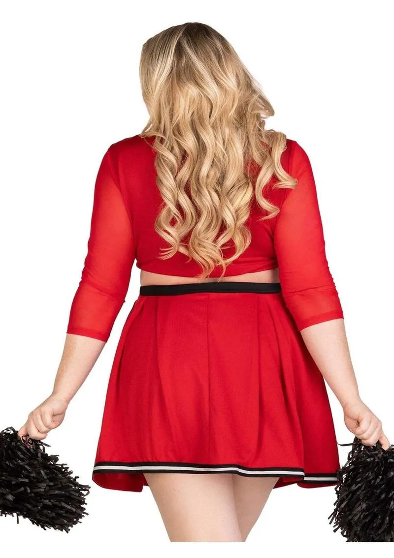 Leg Avenue Varsity Babe Set Crop Top with Cheer Logo, Pleated Skirt, and Pom Poms