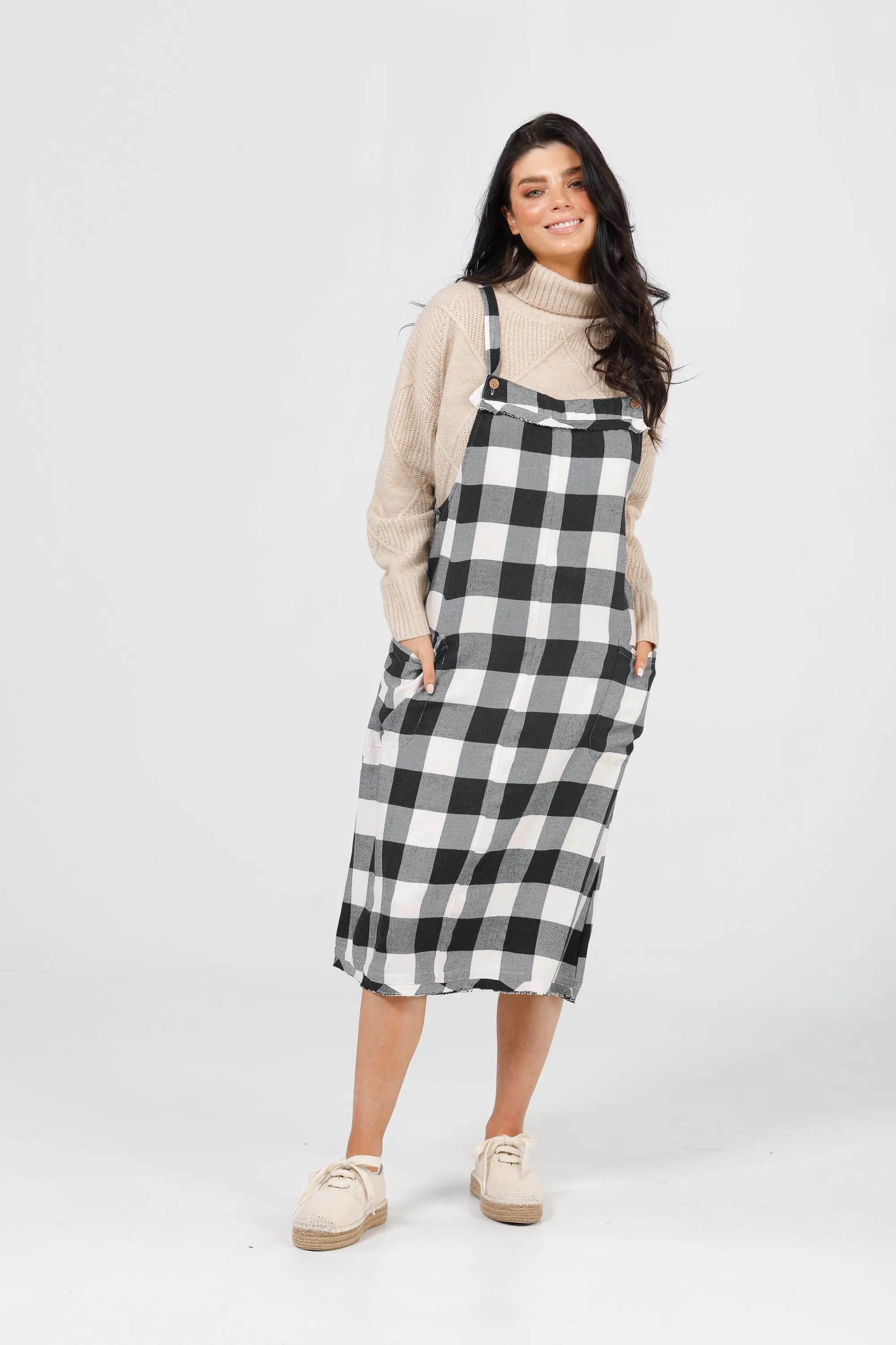 Lenny Pinafore in Black   White Check