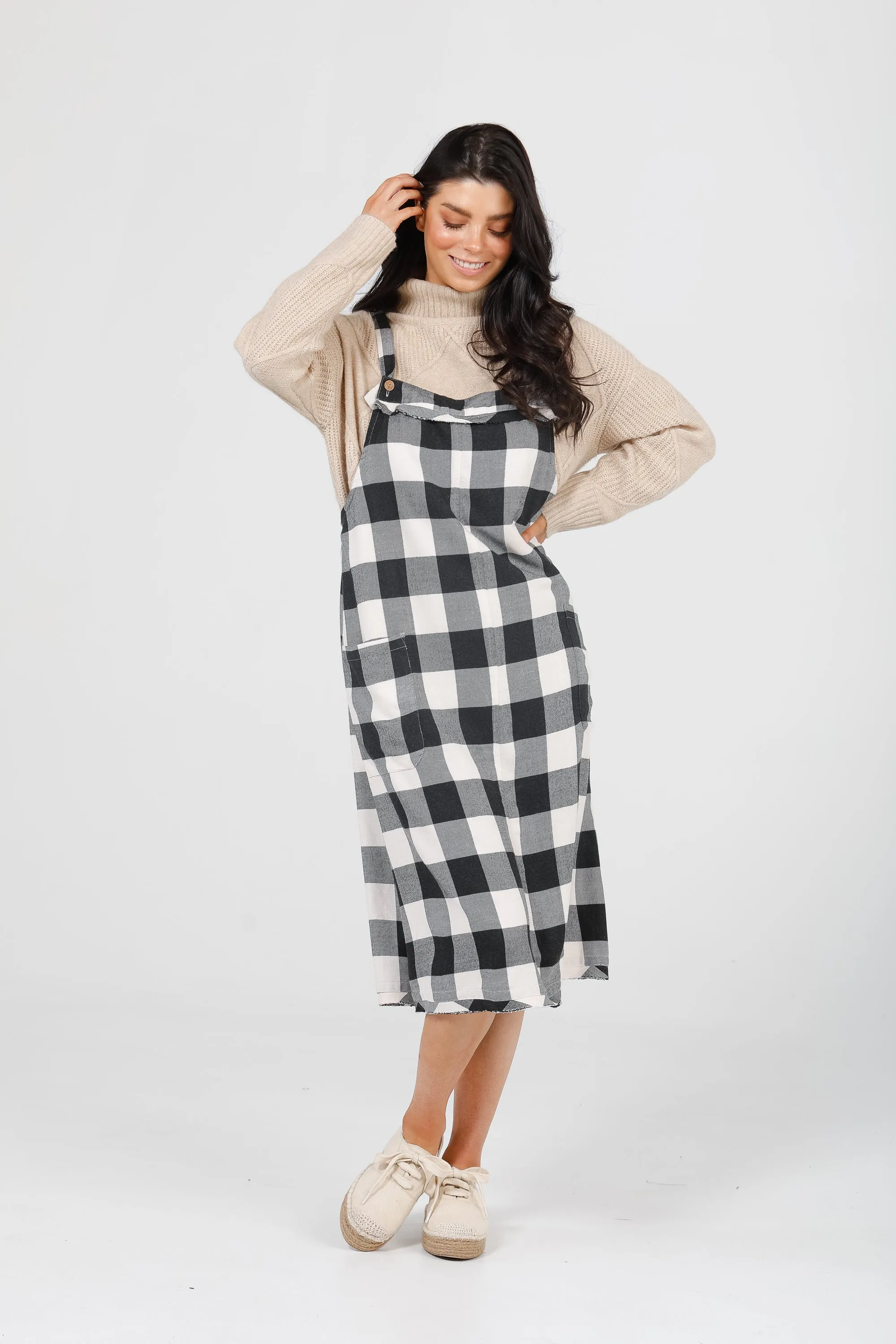 Lenny Pinafore in Black   White Check