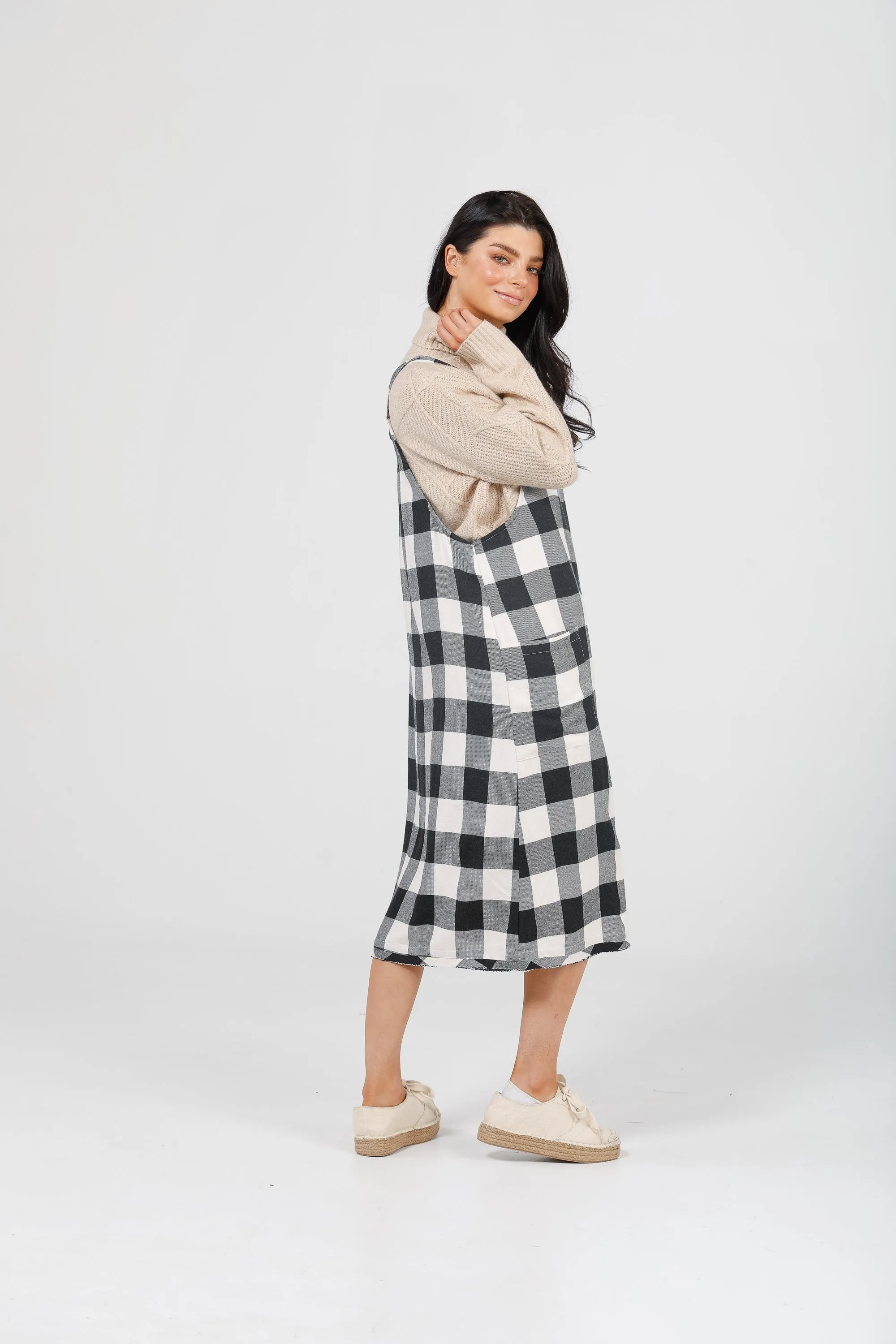 Lenny Pinafore in Black   White Check