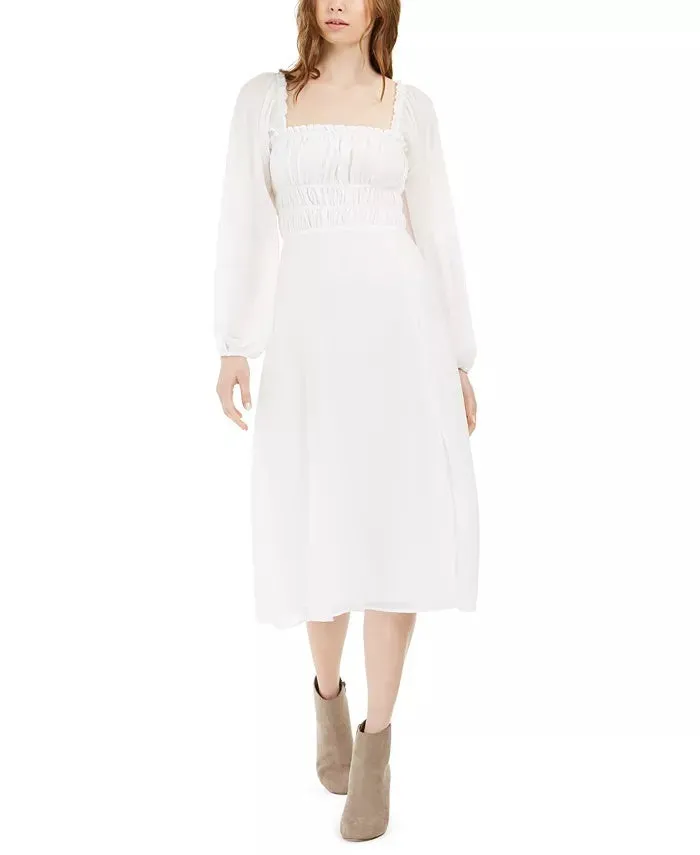 Leyden Women's Smocked Midi Dress White Size Medium