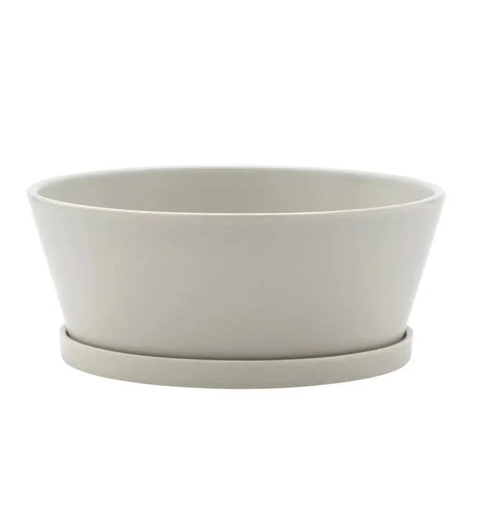 Light Gray Dish Garden Planter with Saucer