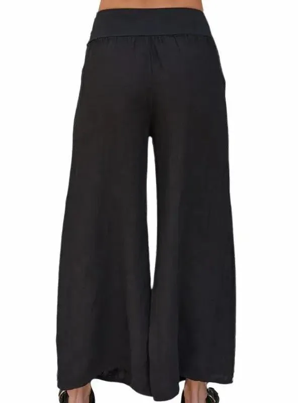 Linen Wide Leg Pant w Pockets