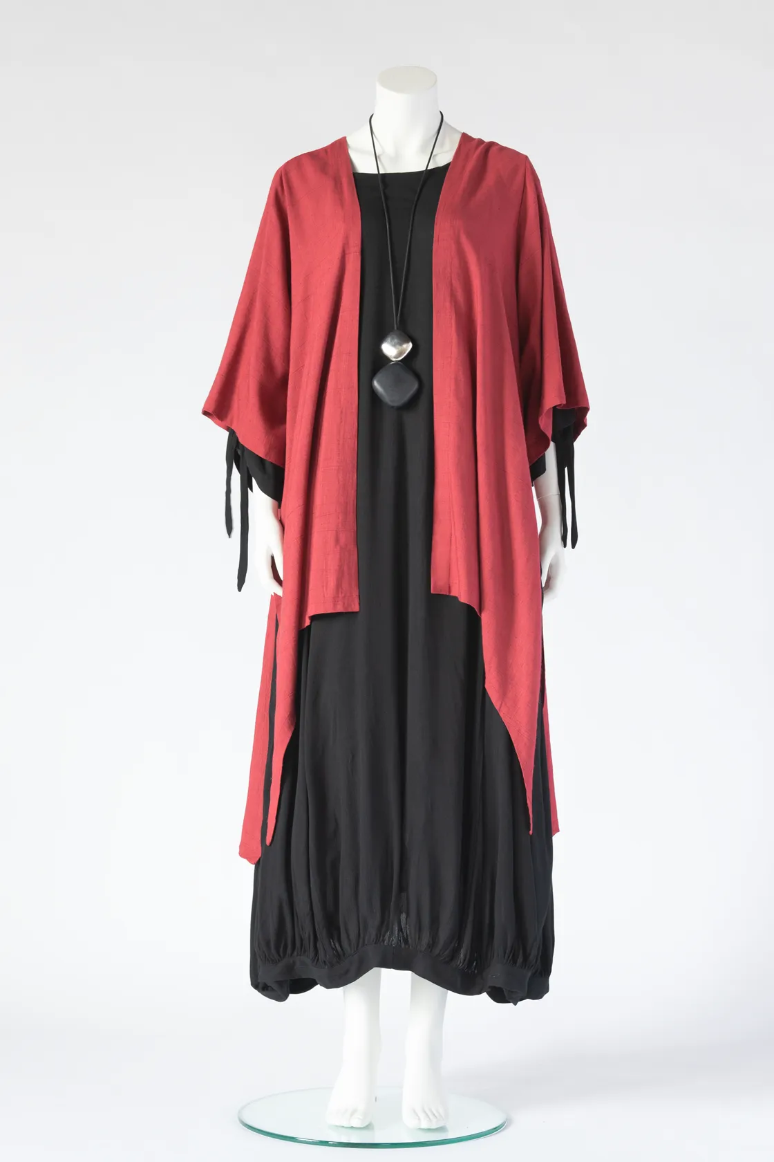 Long Kimono Jacket in Raspberry Papyrus