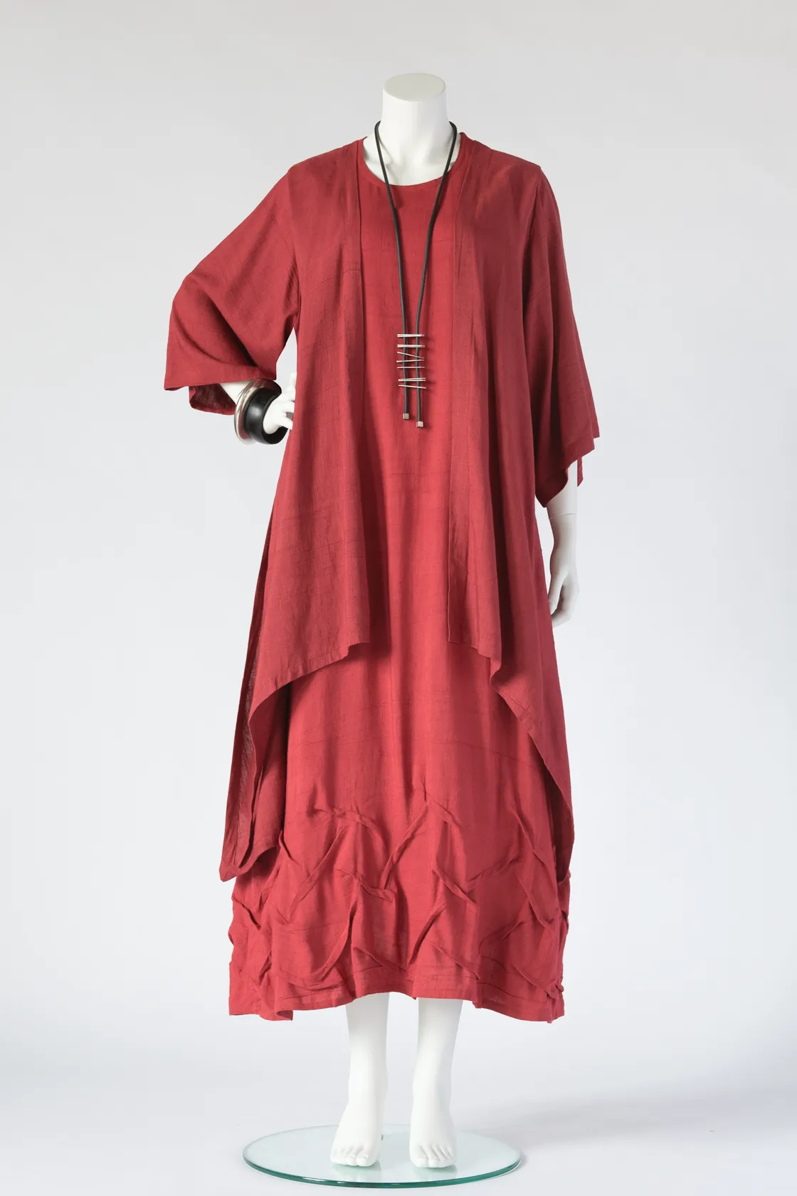 Long Kimono Jacket in Raspberry Papyrus