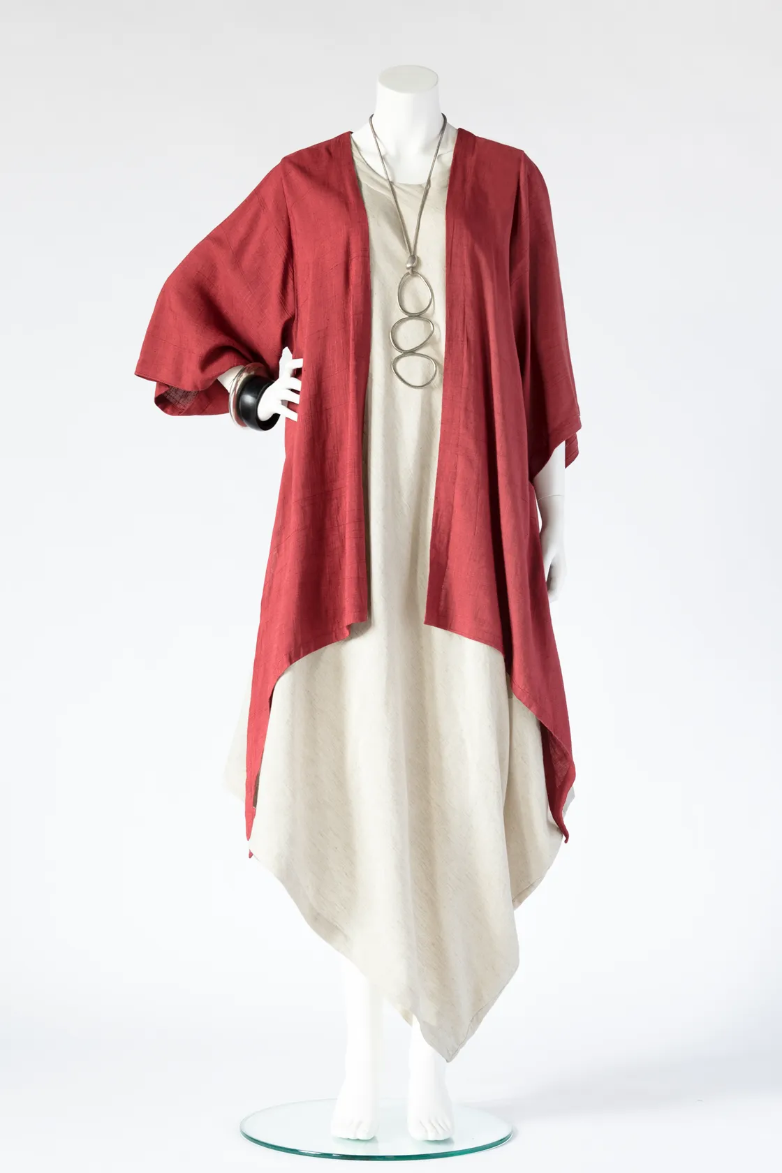 Long Kimono Jacket in Raspberry Papyrus