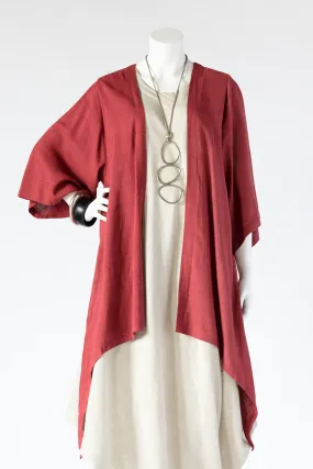 Long Kimono Jacket in Raspberry Papyrus