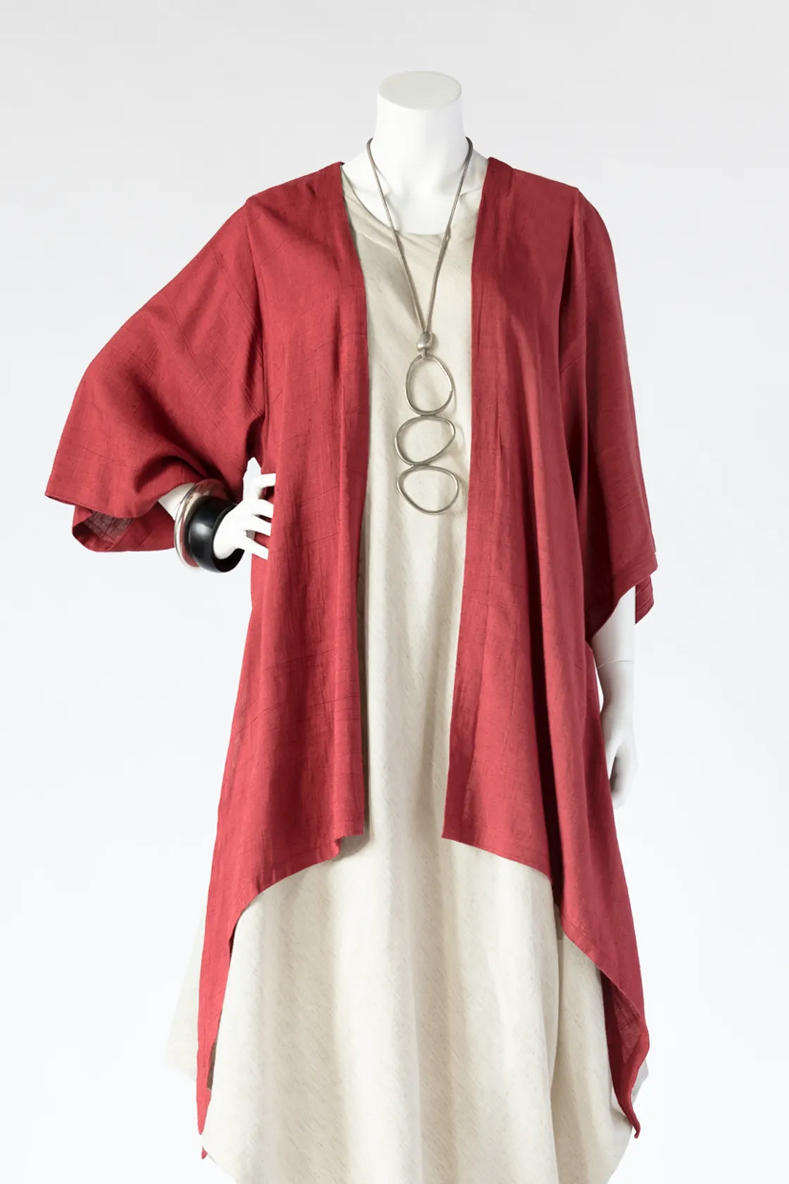 Long Kimono Jacket in Raspberry Papyrus