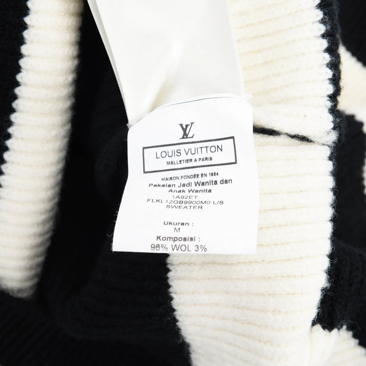 Louis Vuitton Black & White Wool Knit Striped Sweater M