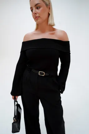 LOWEN OFF SHOULDER TOP BLACK