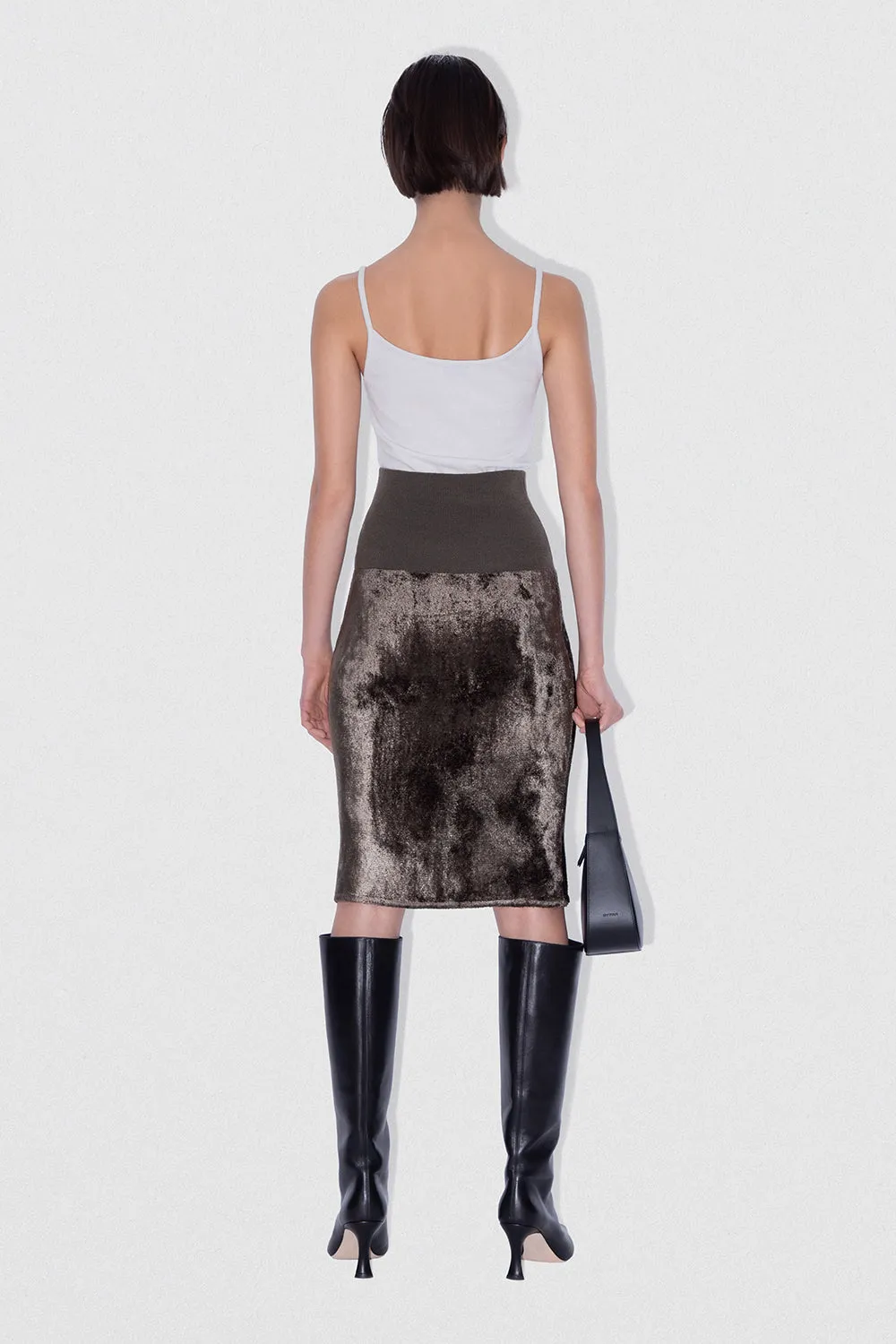 Lucille Skirt Dark Taupe Velvet Knit